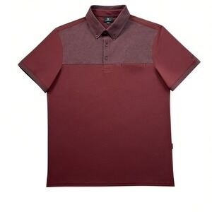 AG Jeans Green Label Mens Medium Performance Polo Shirt Burgundy Colorblock Golf